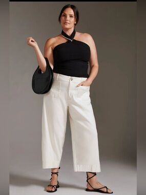 Maeve The Colette Viscose/Cotton/Linen Blend Crop Wide-Leg Pants 32P